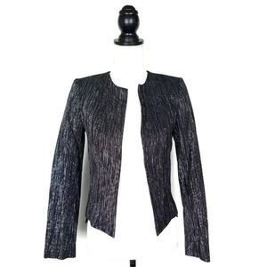 NEW NWT H&M Black Silver Metallic Open Front Blazer Jacket Size 2